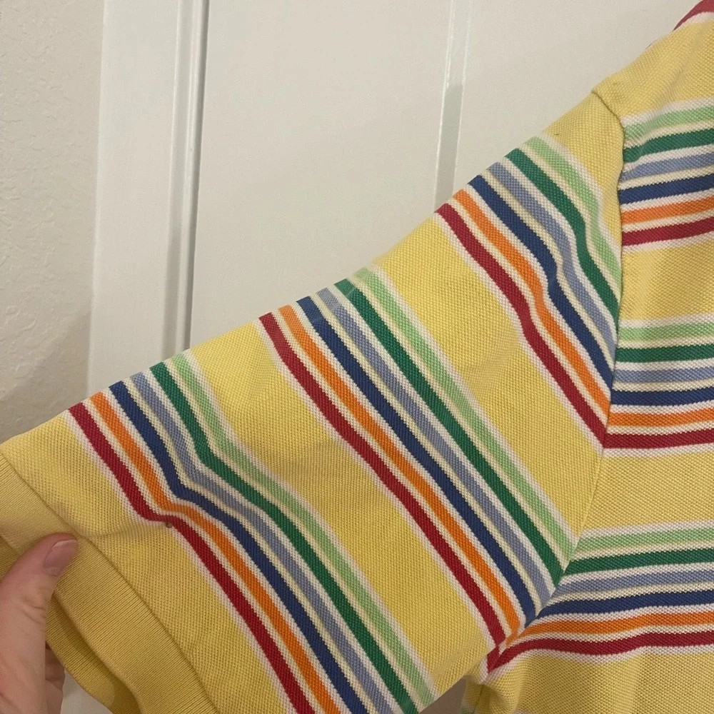 Vintage Yellow Striped Polo Shirt Preppy Spring‎ 90s Easter Shirt